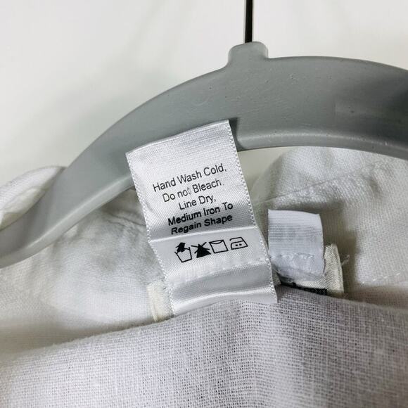 Coldwater Creek Plus Size 1X Linen Blend Short Sleeve Button Shirt Top White - Picture 5 of 5